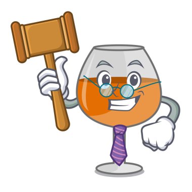 Yargıç konyak ballon cam maskot karikatür vektör çizim