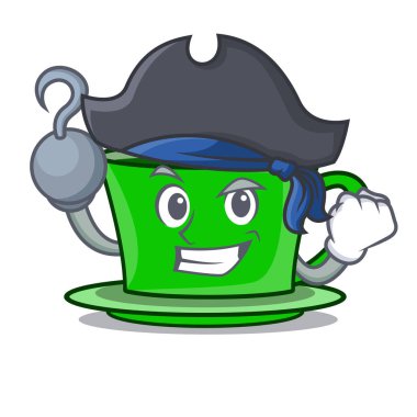 Korsan yeşil çay karakter karikatür vektör çizim