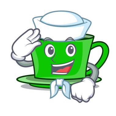 Denizci yeşil çay karakter karikatür vektör çizim
