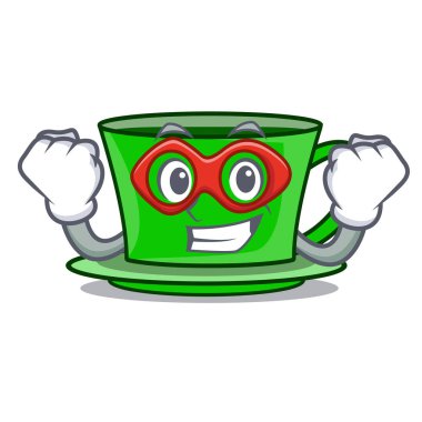 Süper kahraman yeşil çay karakter karikatür vektör çizim