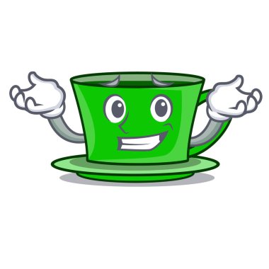 Sırıtan yeşil çay karakter karikatür vektör çizim