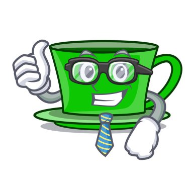 İşadamı yeşil çay karakter karikatür vektör çizim