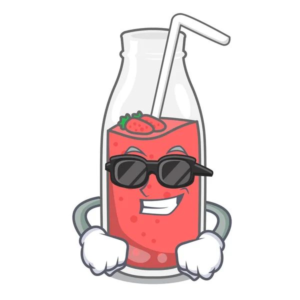 Super Cool Erdbeer Smoothie Charakter Cartoon Vektor Illustration — Stockvektor