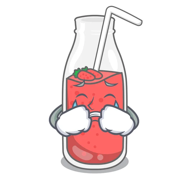 Weinen Erdbeer Smoothie Maskottchen Cartoon Vektor Illustration — Stockvektor
