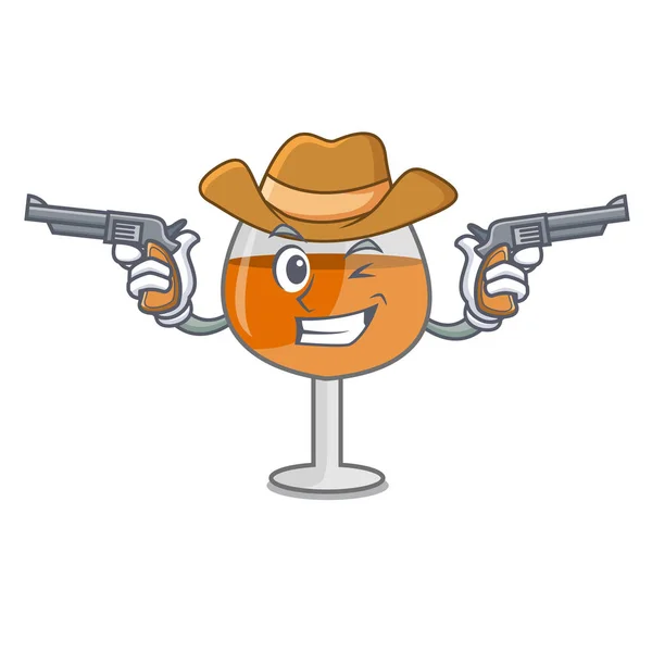 Cowboy Coñac Bola Vidrio Personaje Dibujos Animados Vector Ilustración — Vector de stock