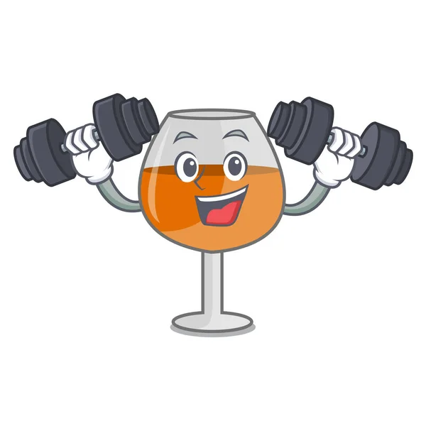 Fitness Cognac Ballon Verre Personnage Dessin Animé Vecteur Illustration — Image vectorielle