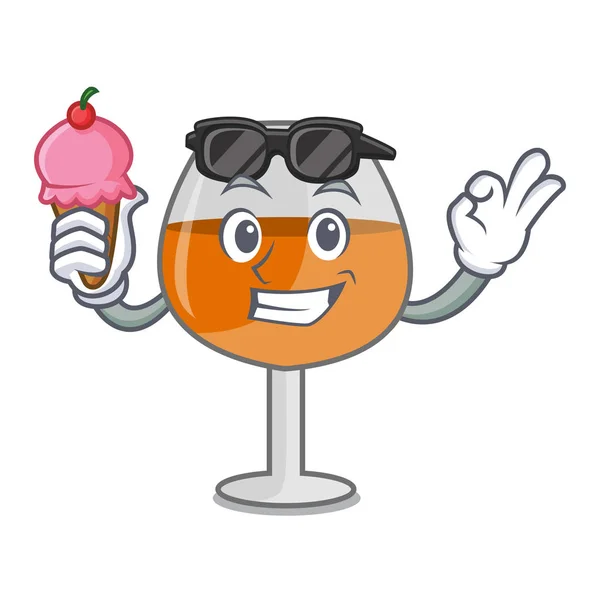 Морозивом Коньячний Балон Скляний Персонаж Мультфільм Векторні Ілюстрації — стоковий вектор
