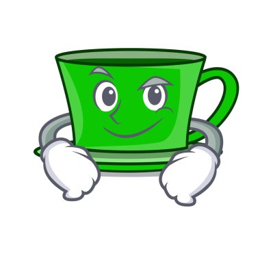 Smirking yeşil çay karakter karikatür vektör çizim