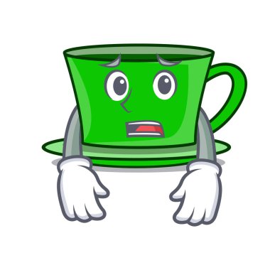 Korkarım yeşil çay maskot karikatür vektör çizim