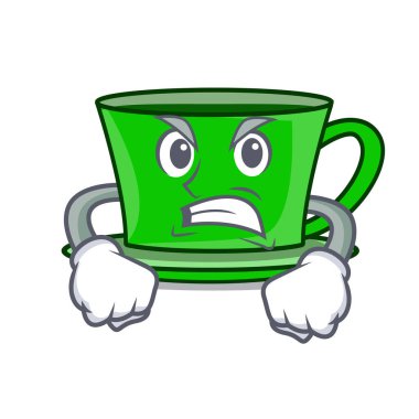 Kızgın yeşil çay maskot karikatür vektör çizim