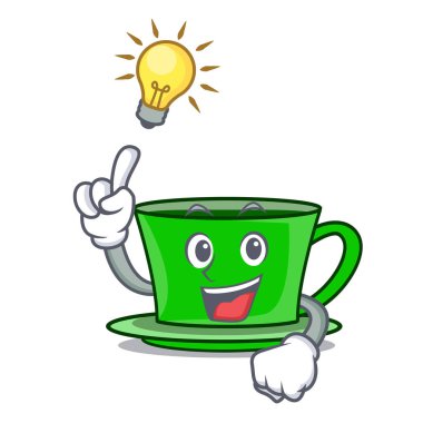 Bir fikir yeşil çay maskot karikatür vektör çizim var