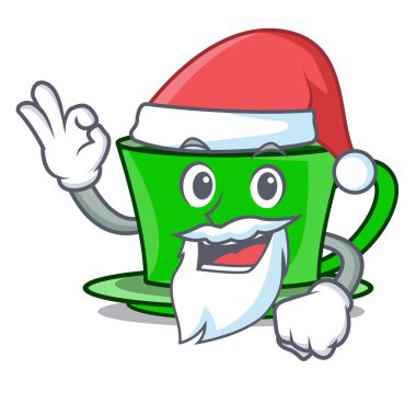 Santa yeşil çay maskot karikatür vektör çizim