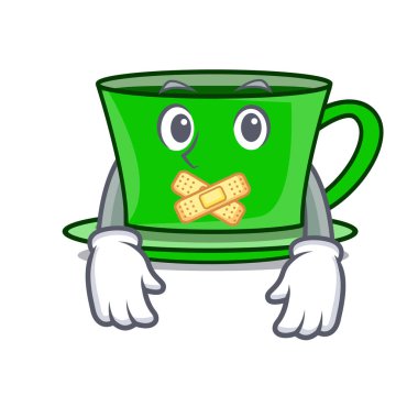Sessiz yeşil çay maskot karikatür vektör çizim
