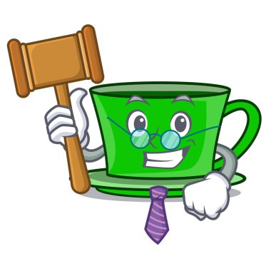 Yargıç yeşil çay maskot karikatür vektör çizim