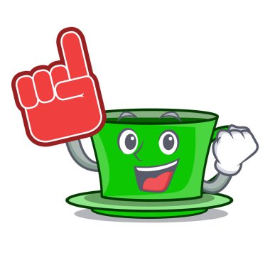 Köpük parmak yeşil çay maskot karikatür vektör çizim