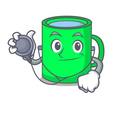 Doktor kupa karakter karikatür tarzı vektör çizim