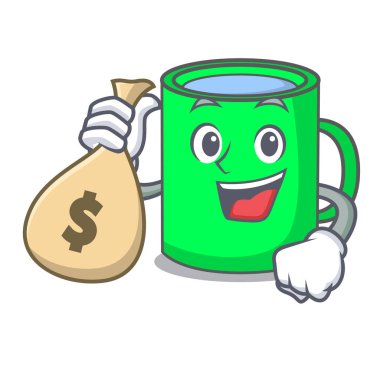 Para çantası kupa karakter karikatür tarzı vektör çizim ile