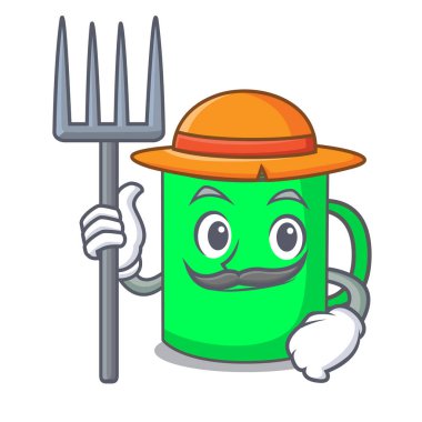 Çiftçi kupa karakter karikatür tarzı vektör çizim