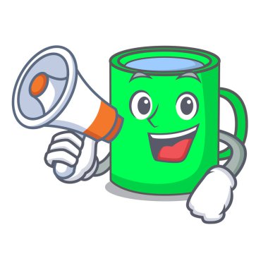 Megafon kupa karakter karikatür tarzı vektör çizim ile