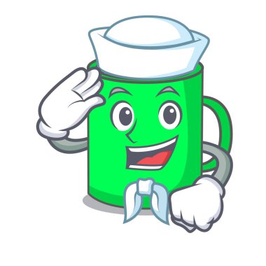 Denizci kupa karakter karikatür tarzı vektör çizim