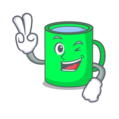 İki kupa karakter karikatür tarzı vektör çizim parmak