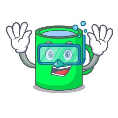 Dalış kupa karakter karikatür tarzı vektör çizim