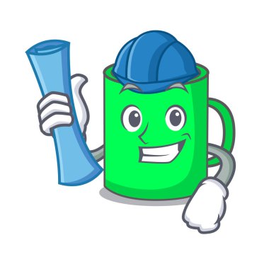 Mimar kupa karakter karikatür tarzı vektör çizim