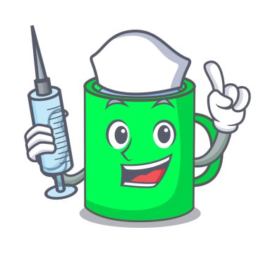 Hemşire kupa karakter karikatür tarzı vektör çizim