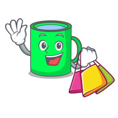 Kupa karakter karikatür tarzı alışveriş