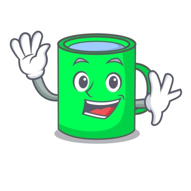 Kupa karakter karikatür tarzı sallayarak