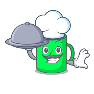 Şef gıda kupa maskot karikatür tarzı ile