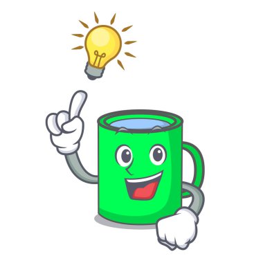 Bir fikir kupa maskot karikatür tarzı var