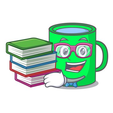 Öğrenci kitap kupa maskot karikatür tarzı ile