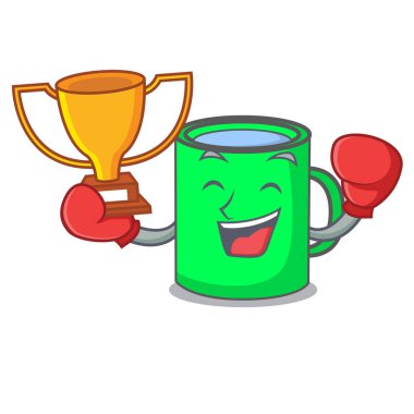 Boks kazanan kupa maskot karikatür tarzı