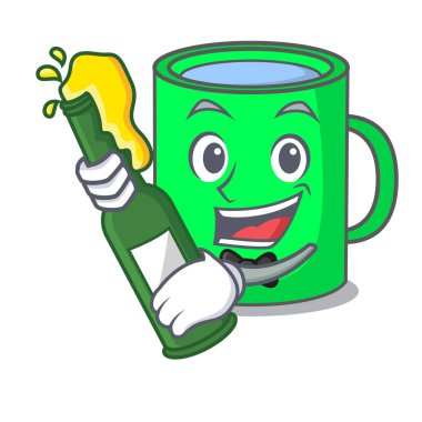 Bira kupa maskot karikatür tarzı ile