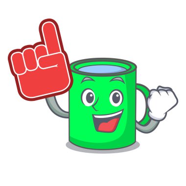 Köpük parmak kupa maskot karikatür tarzı