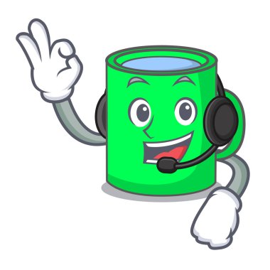 Kulaklık kupa maskot karikatür tarzı ile