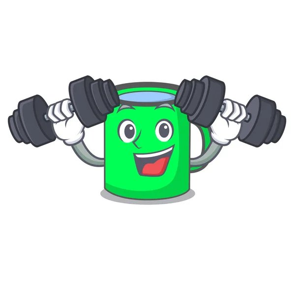 Caneca Fitness Personagem Desenho Animado Estilo Vetor Ilustração — Vetor de Stock