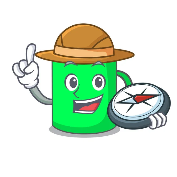 Explorer mug mascot cartoon style — Stock Vector