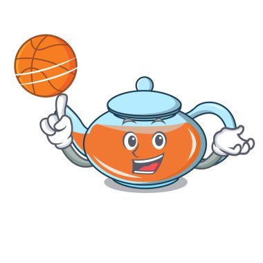 Basketbol şeffaf çaydanlık karakter karikatür ile