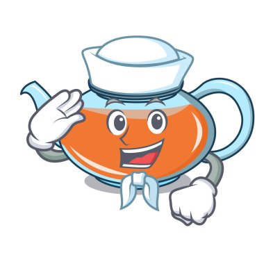 Denizci şeffaf çaydanlık karakter karikatür