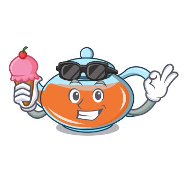 Dondurma şeffaf çaydanlık karakter karikatür ile