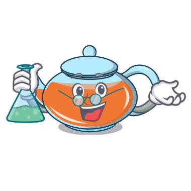 Profesör şeffaf çaydanlık karakter karikatür