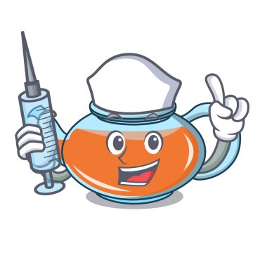 Hemşire şeffaf çaydanlık karakter karikatür