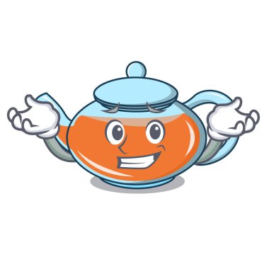 Şeffaf çaydanlık karakter karikatür sırıtarak