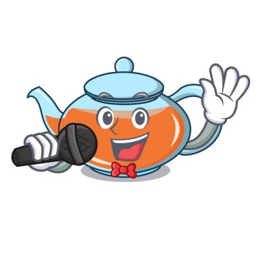 Şarkı şeffaf çaydanlık karakter karikatür