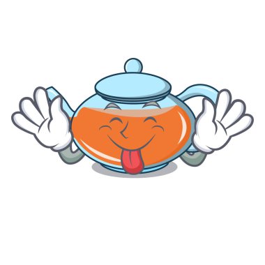 Şeffaf çaydanlık karakter karikatür dil