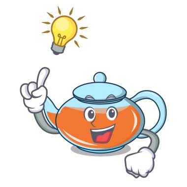 Bir fikir şeffaf çaydanlık karakter karikatür var