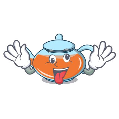 Deli şeffaf çaydanlık karakter karikatür