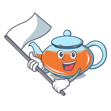 Bayrak şeffaf çaydanlık karakter karikatür ile